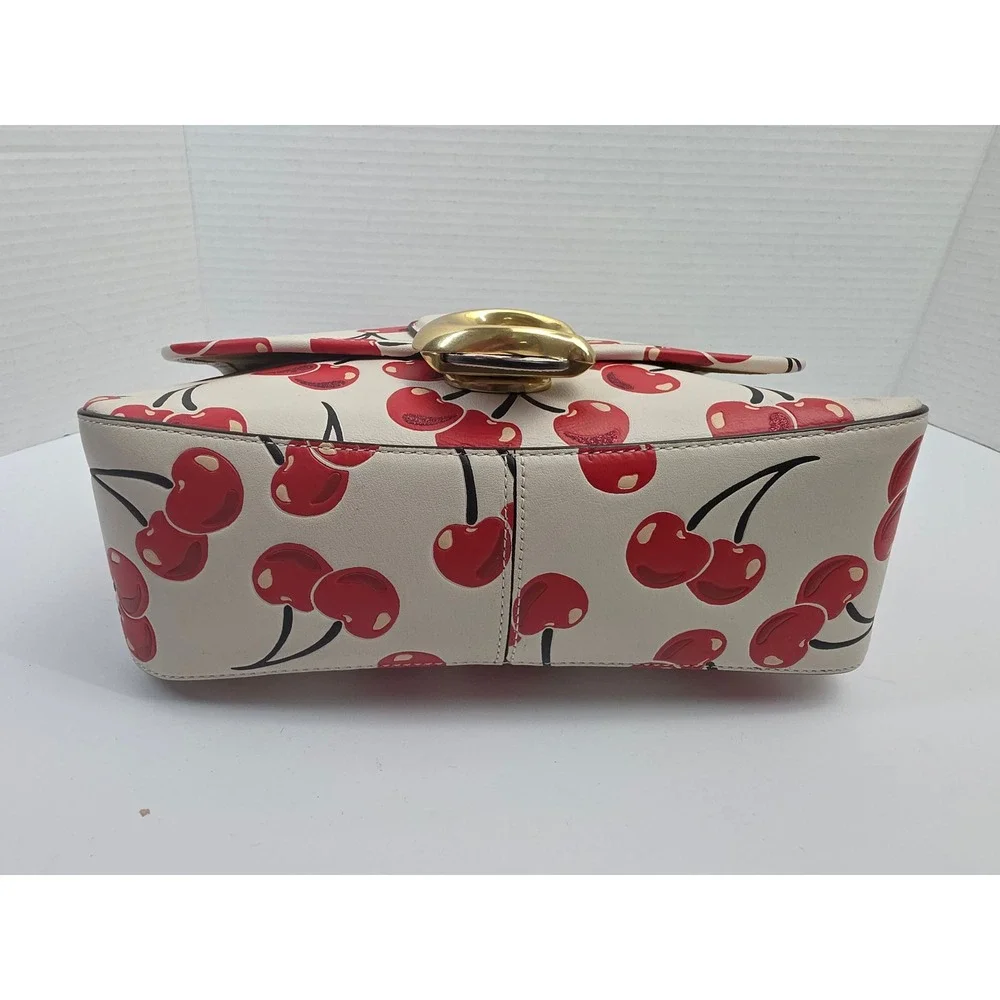 Coach Soft Tabby Shoulder Bag Cherry Print White Red CA110‎ Gold Hardware